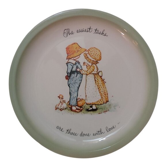 Set of 5 Holly Hobbie Collector’s Plates, Girl Boy Sayings, Light Green Rim, 6 I - Picture 2 of 9